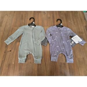 Modern Moments by Gerber Baby Neutral Viscose Long Sleeve Coveralls Lot of 2